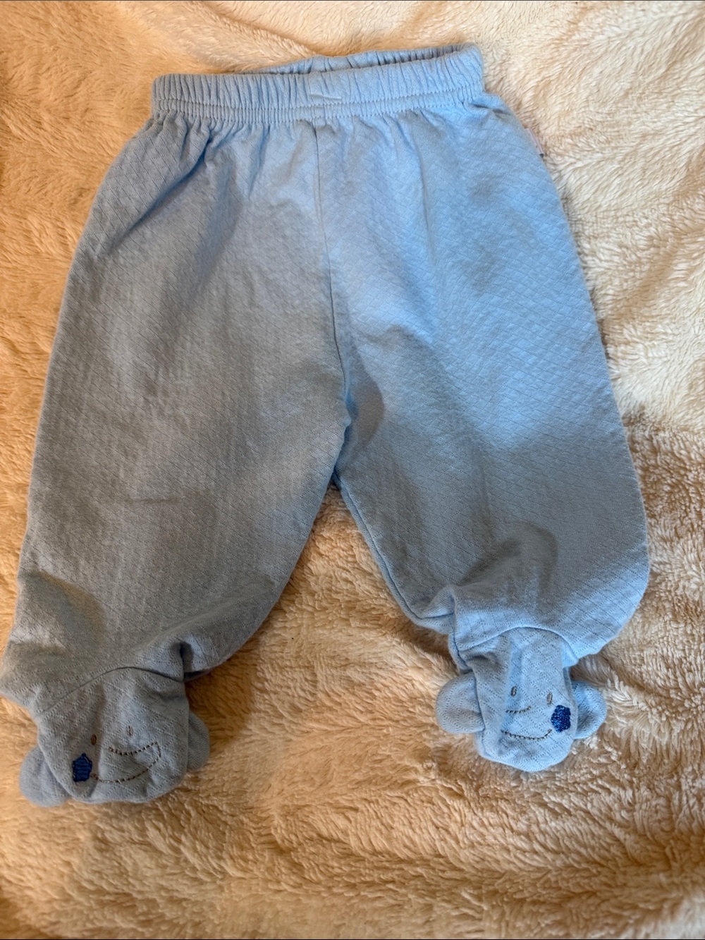 Light Blue Plush Footed One-Piece for Kids